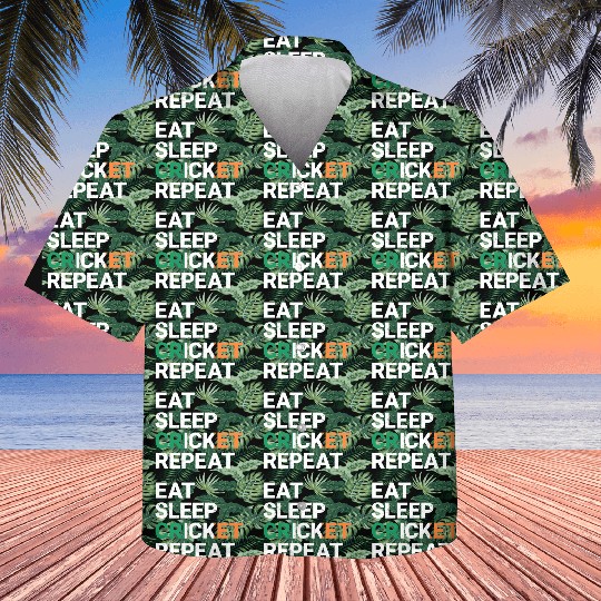 Eat Sleep Cricket Repeat Ireland Flag Sports Gift Kids Hawaiians