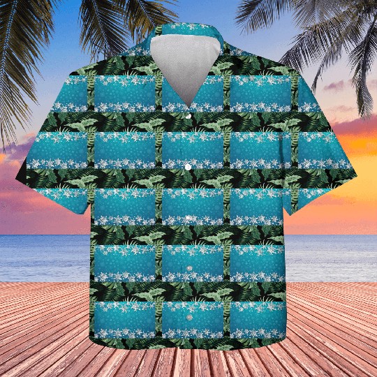 Elegant Teal Winter Snowflakes Pattern Kids Hawaiians