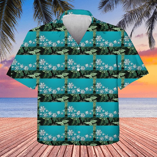Christmas Snowflakes Teal Winter Kids Hawaiians