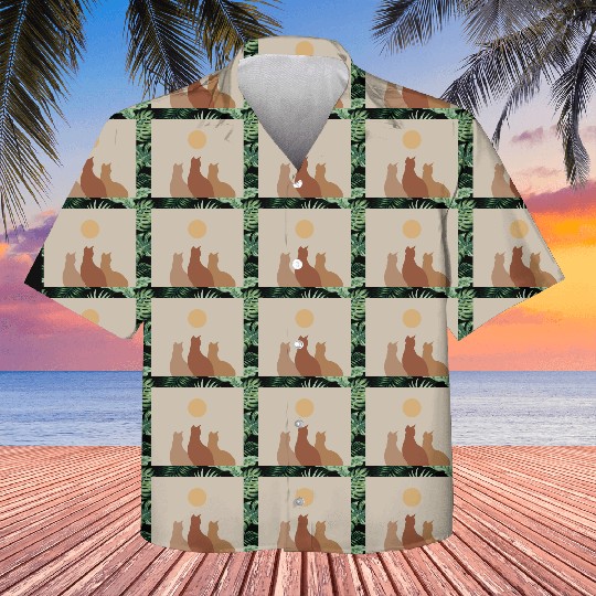 Abstract Boho Cats Relaxed Aesthetic Beige Minimal Kids Hawaiians