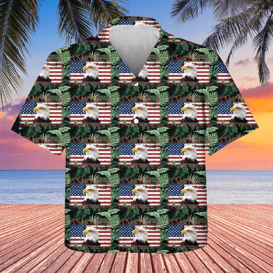 America Land Of Freedom Kids Hawaiians Eagle US Flag Pride