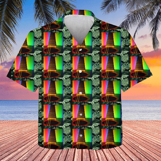 A colorful guitar in front of a rainbow Kids Hawaiians