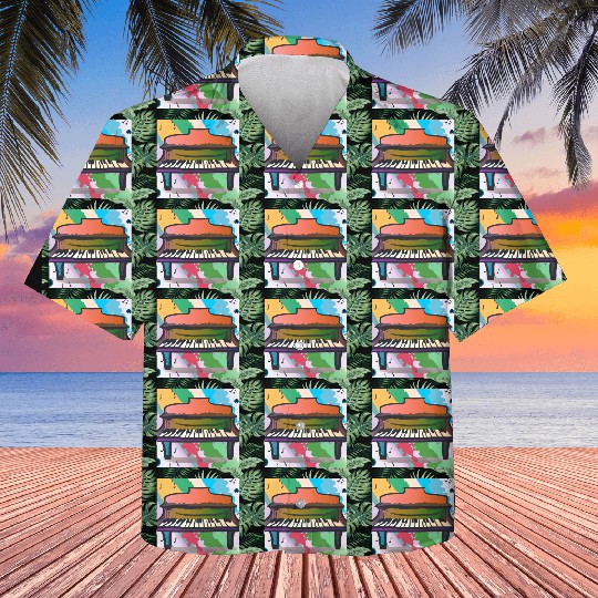 A beautiful piano in front of a colorful rainbow Kids Hawaiians