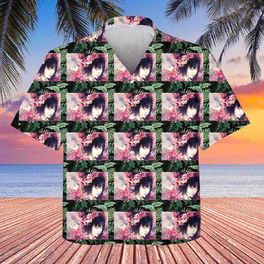 japan girl portrait sakura blossom Japan wallart Kids Hawaiians