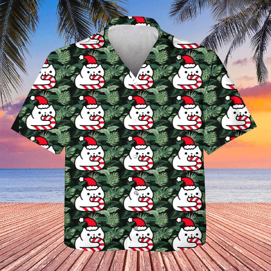 Candy Cane Cat Kids Hawaiians
