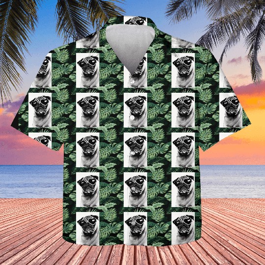 pug with sunglasses art print poster gift Kids Hawaiians
