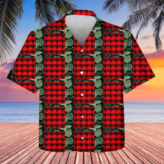 Get the Look Bold Red Tartan Kids Hawaiians