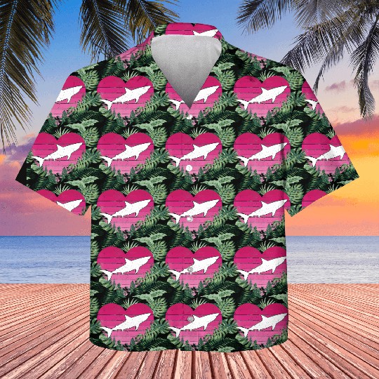 Shark Fish Lover Retro Vintage Heart Shark Valenti Kids Hawaiians