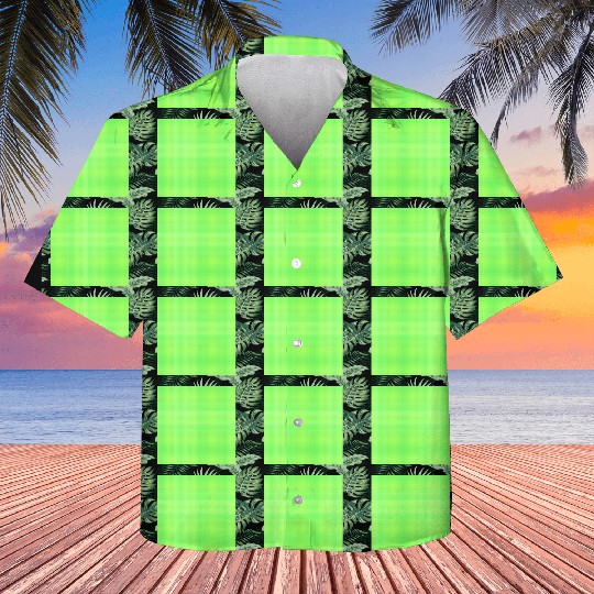 Easter Grass Colors of Spring Plaid Pattern Kids Hawaiians