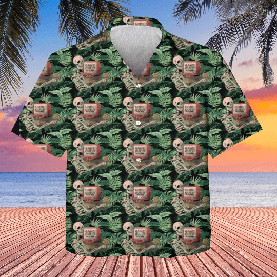 Game Over Skull Funny Geek Skeleton Gift Kids Hawaiians