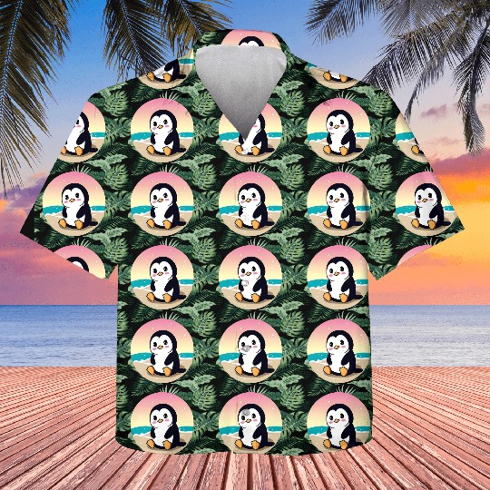Beach penguin at sunset Kids Hawaiians