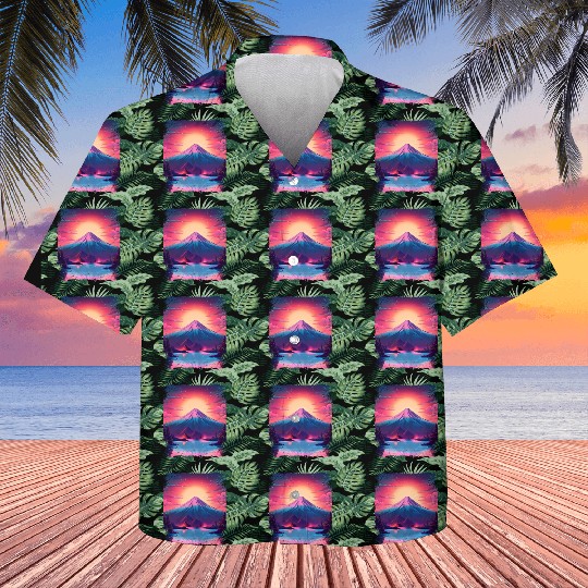 Mount Fuji Sight Aesthetic Japan Vaporwave Volcano Kids Hawaiians