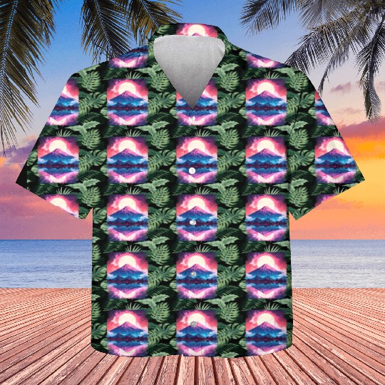 Mount Fuji Vaporwave Aesthetic Japan Sight Volcano Kids Hawaiians
