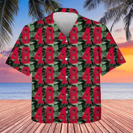 Red Number 48 Team Junior Sports Numbered Kids Hawaiians