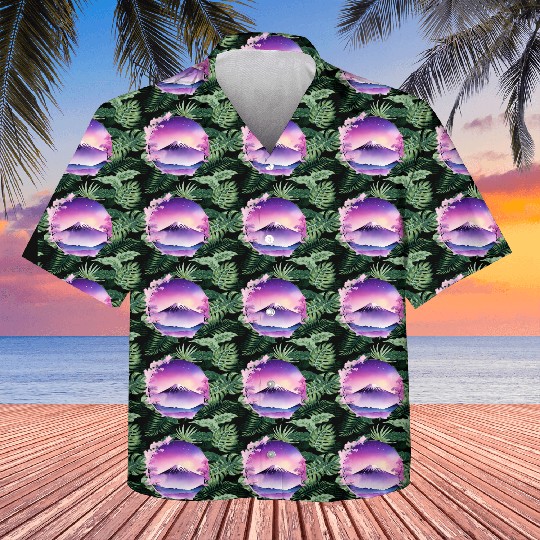 Japan Mount Fuji Dreamy Lo-Fi Style Retro Purple Kids Hawaiians
