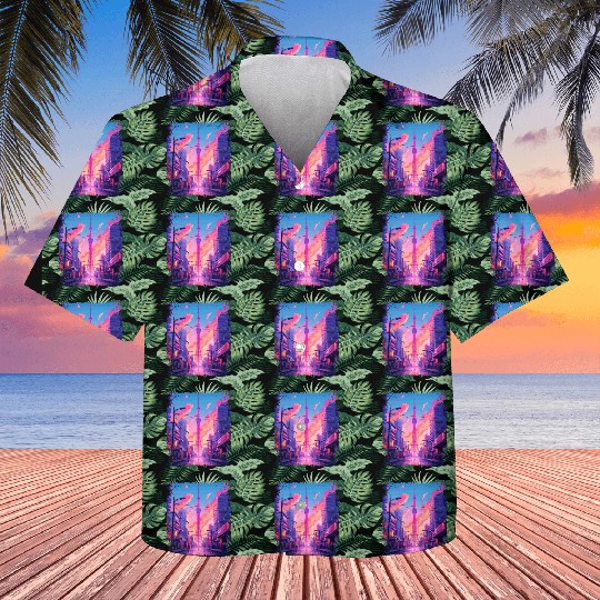 Vaporwave Aesthetic Japanese Skytree Tokyo Sight Kids Hawaiians