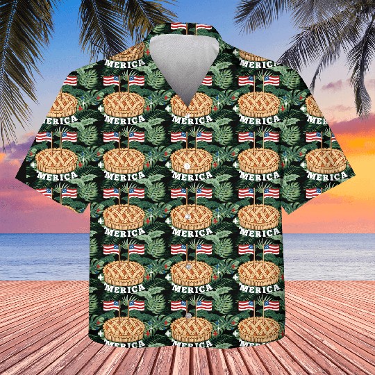 American Flag USA Apple Pie Merica 4th of July Kids Hawaiians