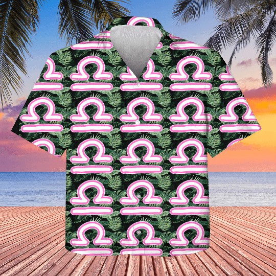 Libra Zodiac Sign Neon Pink Kids Hawaiians