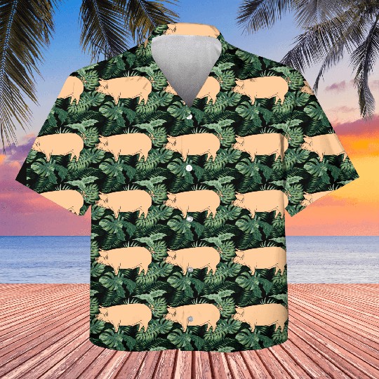 Pink pig logo for best pig farmer or farm. Kids Hawaiians