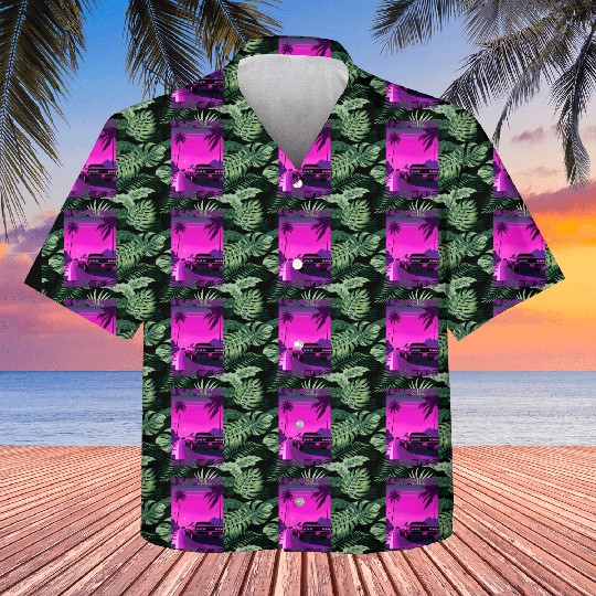 Vintage 80s Graphic Retrowave Muscle Car Racing Kids Hawaiians
