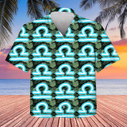 Libra Zodiac Sign Neon Blue Kids Hawaiians