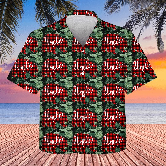 Red Plaid Uncle Bear Family Eve Buffalo Kids Hawaiians