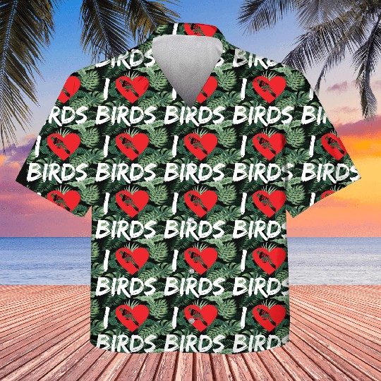 Bird Lover Heart Cute Birdwatcher Parrot Heron Kids Hawaiians