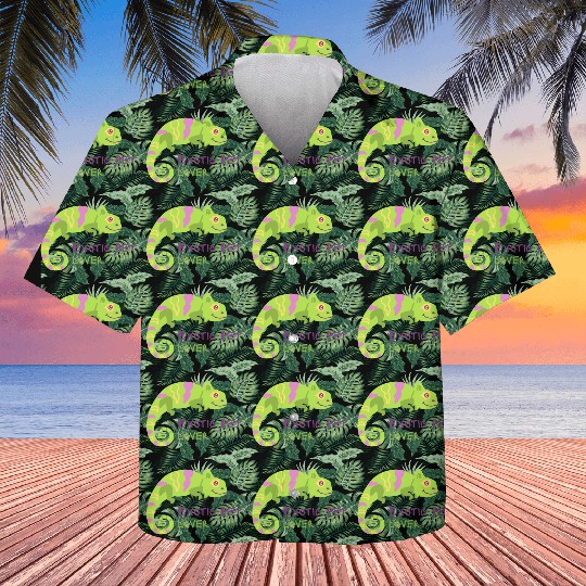 Green Chameleon Lizard Exotic Pet Lover Kids Hawaiians