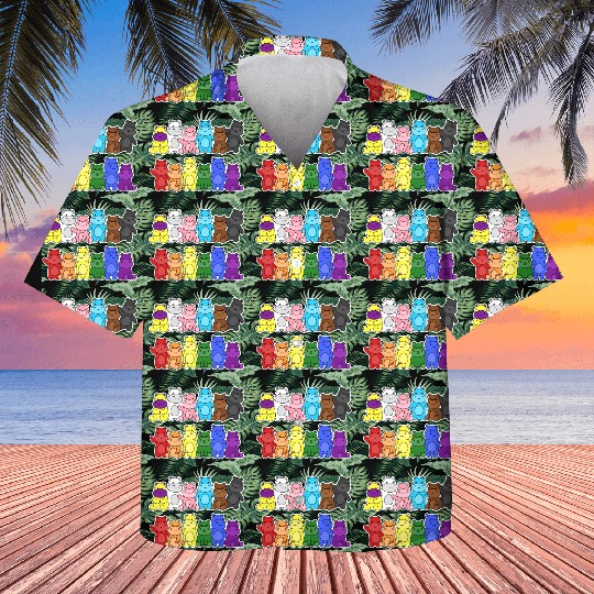 Pride Progress Flag Hippo Design for Equality Kids Hawaiians