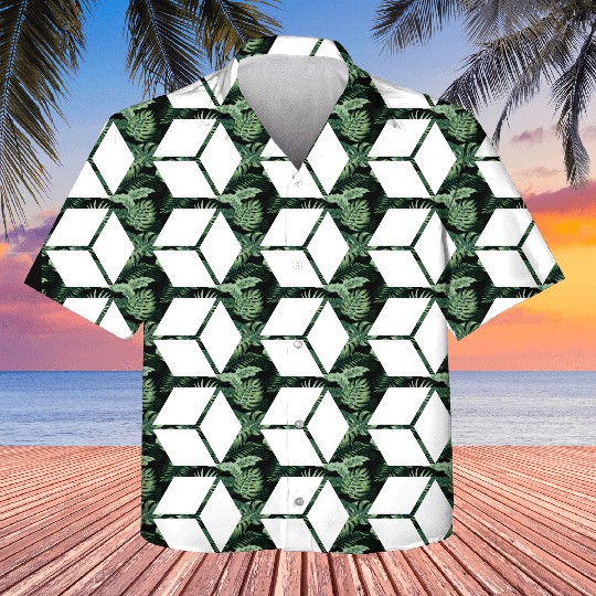 White Hexagon Shape Kids Hawaiians