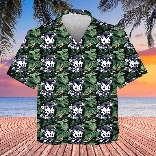 Zebra Hockey Player - Animal Fun on Ice Kids Hawaiians