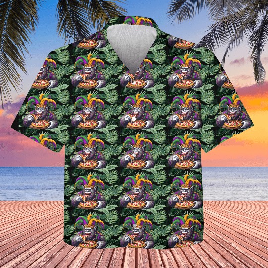 Mardi Gras Bigfoot with Fool's Hat Pizza Kids Hawaiians