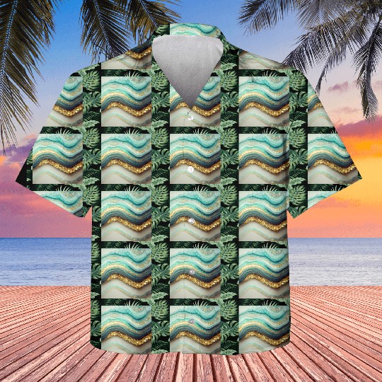 Teal Agate Geode Stone Kids Hawaiians