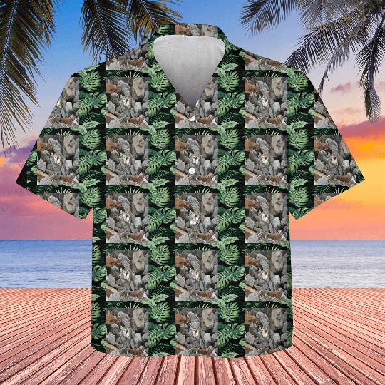 Camouflage Cat On Rocks Gifts for Animal Lovers Kids Hawaiians