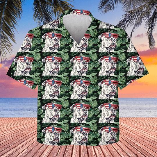 Dogo Argentino dog. 4th of July and memorial day Kids Hawaiians