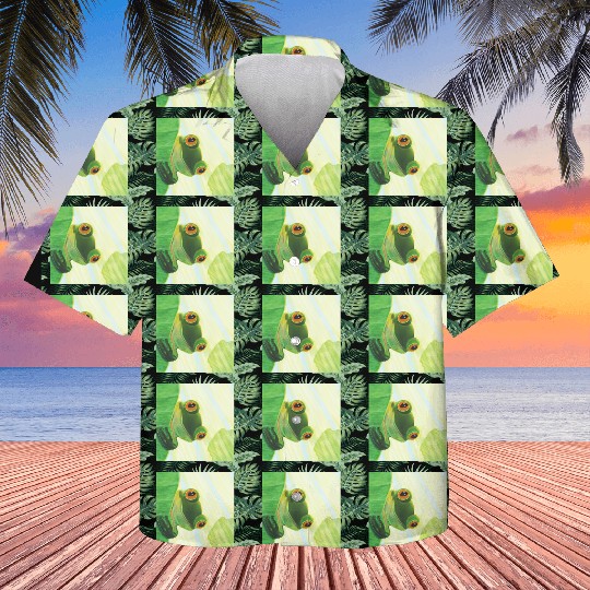 Cute Green Frog Peeping out From Behind Lily Pad Kids Hawaiians