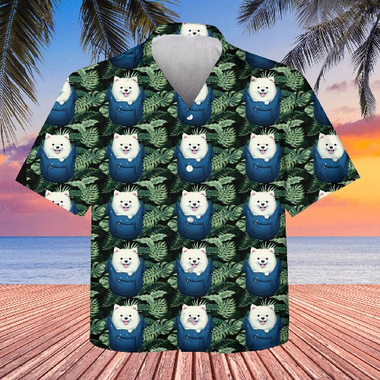 Cute Samoyed Puppy Dog In Pocket Pet Lovers Gifts Kids Hawaiians