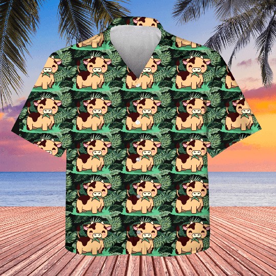 Cute Kawaii Cow Farm Animals Lover Design Kids Hawaiians