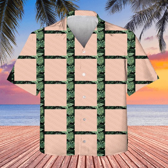 Peach and Brown Wavy Line Pattern Design Kids Hawaiians
