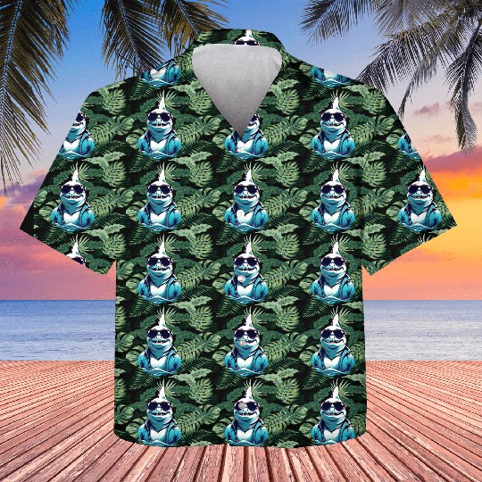 Shark Fish with Glasses Animals Lover Funny Design Kids Hawaiians