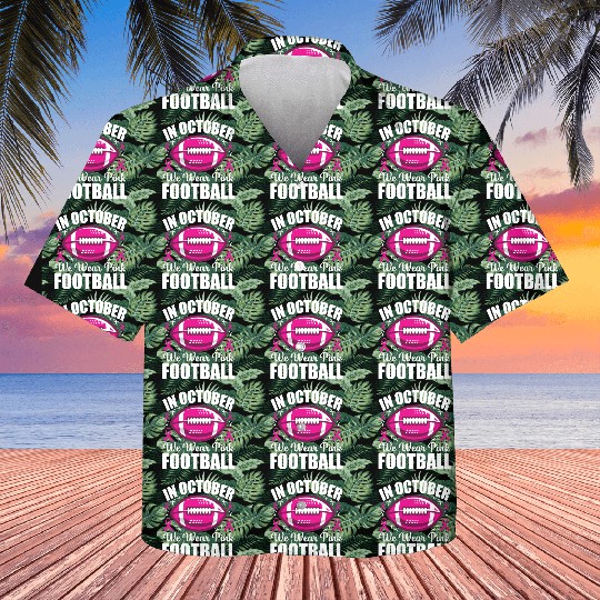 In October We Wear Pink Football Breast Cancer Awa Kids Hawaiians