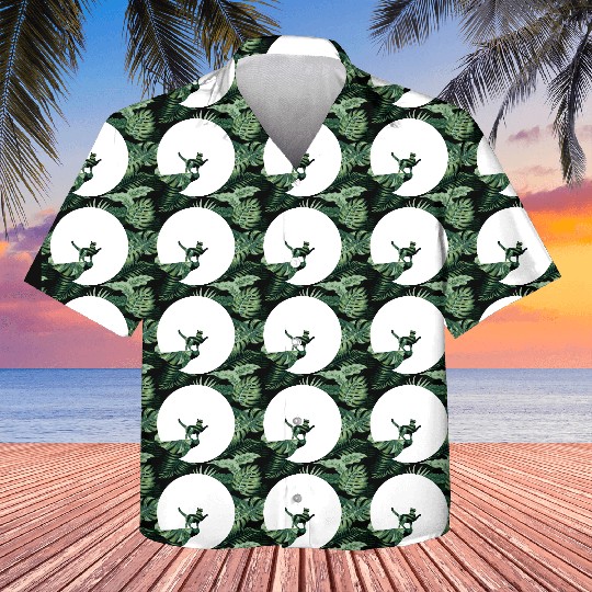 Cat Moon Cliff At Night Werewolf Round Howling Fun Kids Hawaiians