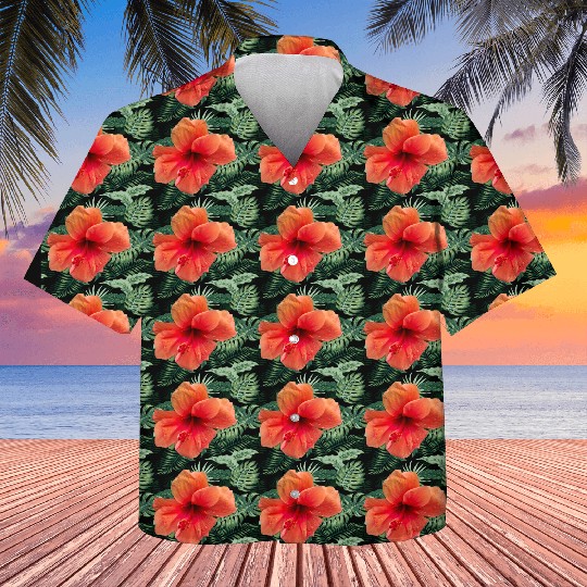 Orange colour hibiscus flower Kids Hawaiians