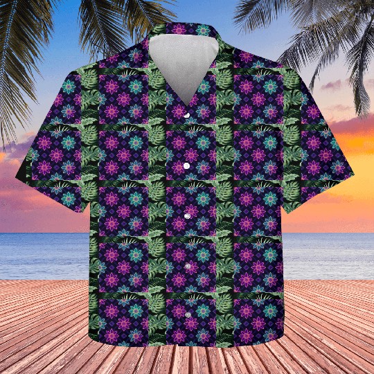 Seamless Colorful Neon Floral Pattern Kids Hawaiians