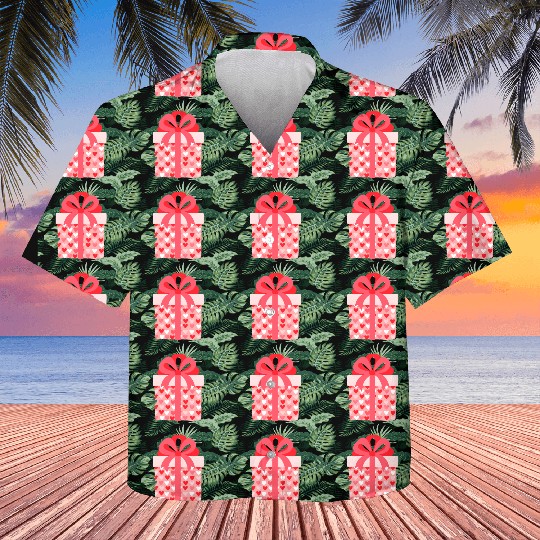 Hearts Gift Box Pattern Design Kids Hawaiians