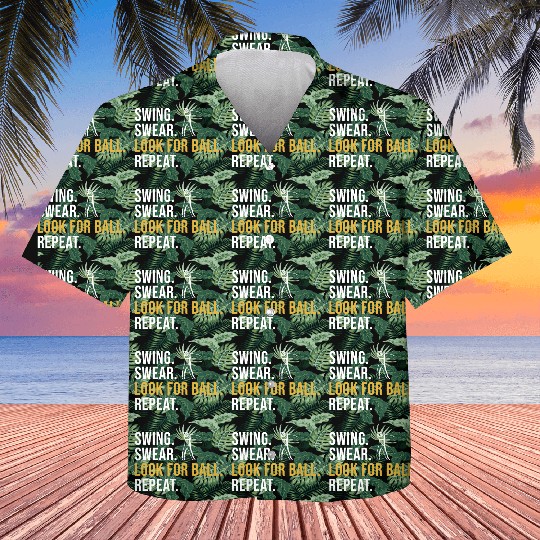 Swing Swear Look For Ball Repeat Funny Golf Golfer Kids Hawaiians