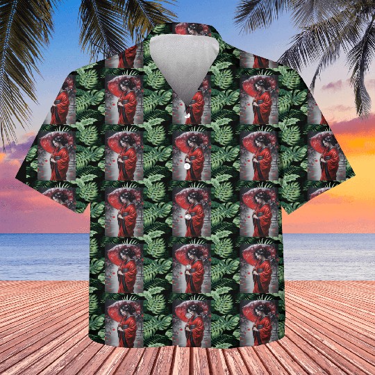 Geisha umbrella rain storm cherry blossoms Kids Hawaiians