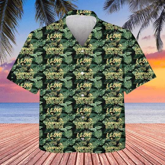 I Love Camping And Bourbon Kids Hawaiians