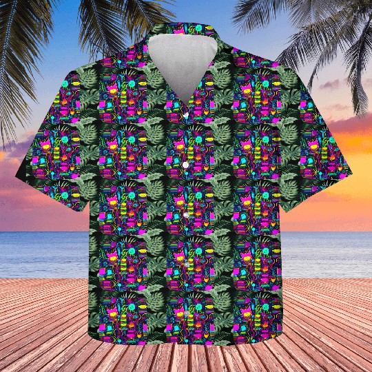 Neon UV Style Vintage 80s Retro Kids Hawaiians