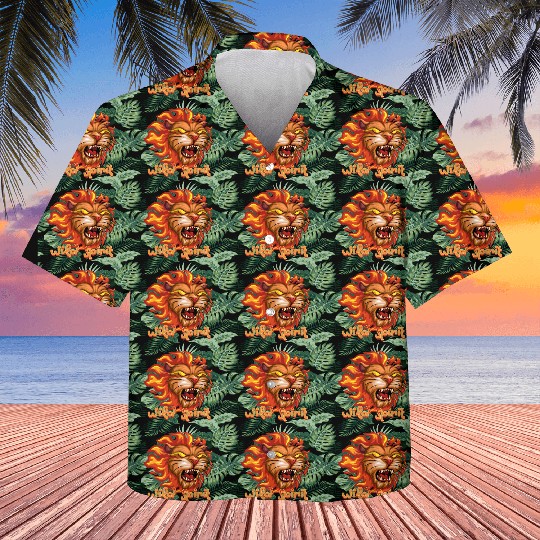 Wild Spirit Fiery Lion Head Graphic Design Kids Hawaiians